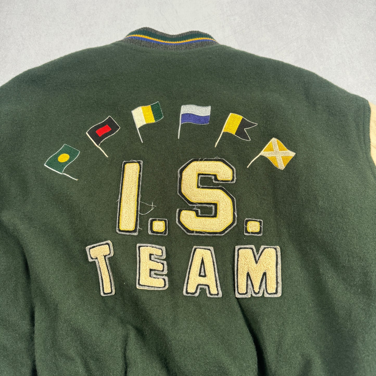 1984 I.S. Team Flag Wool Letterman Jacket (Green)