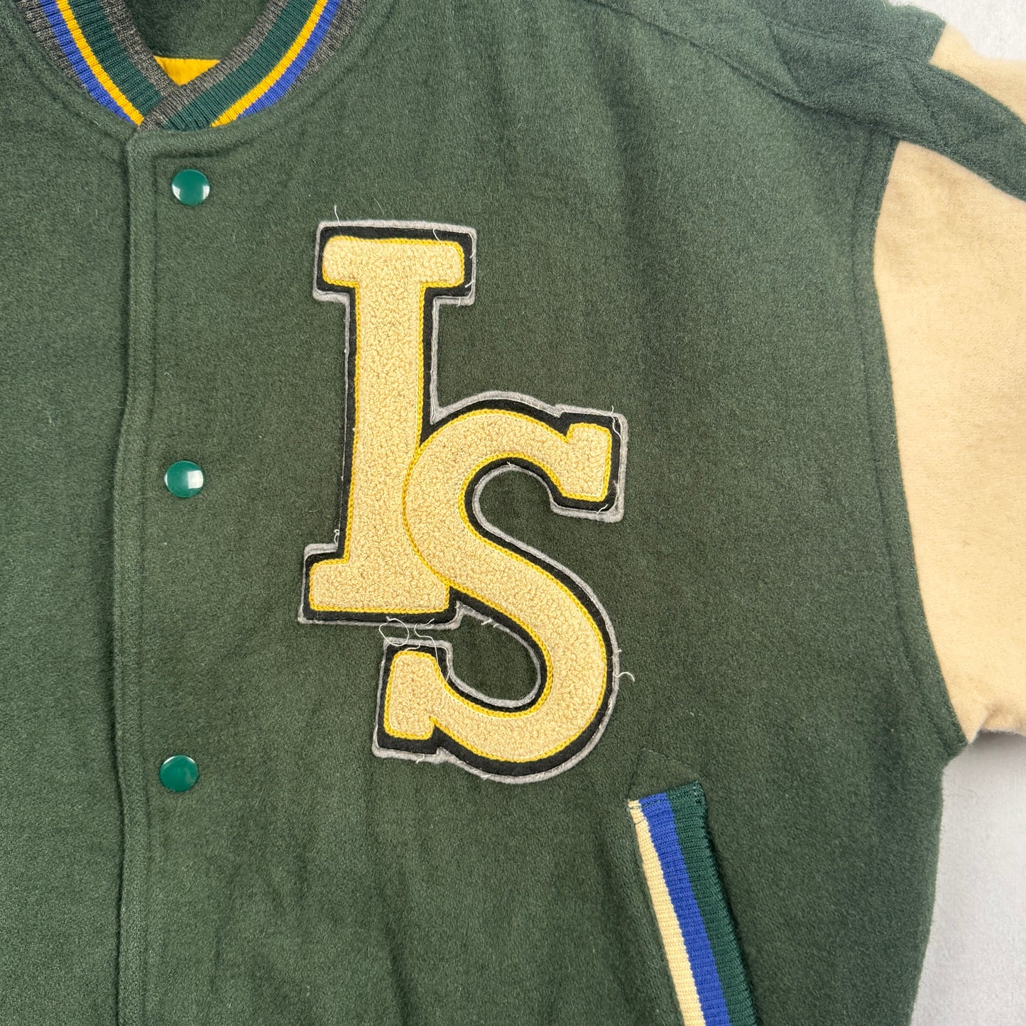 1984 I.S. Team Flag Wool Letterman Jacket (Green)