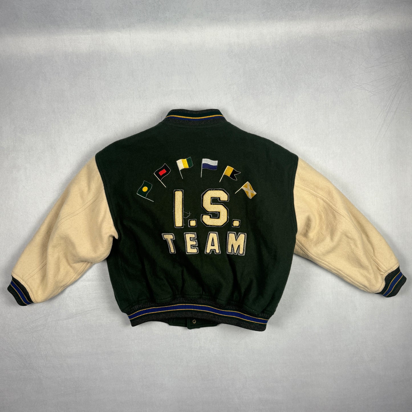 1984 I.S. Team Flag Wool Letterman Jacket (Green)