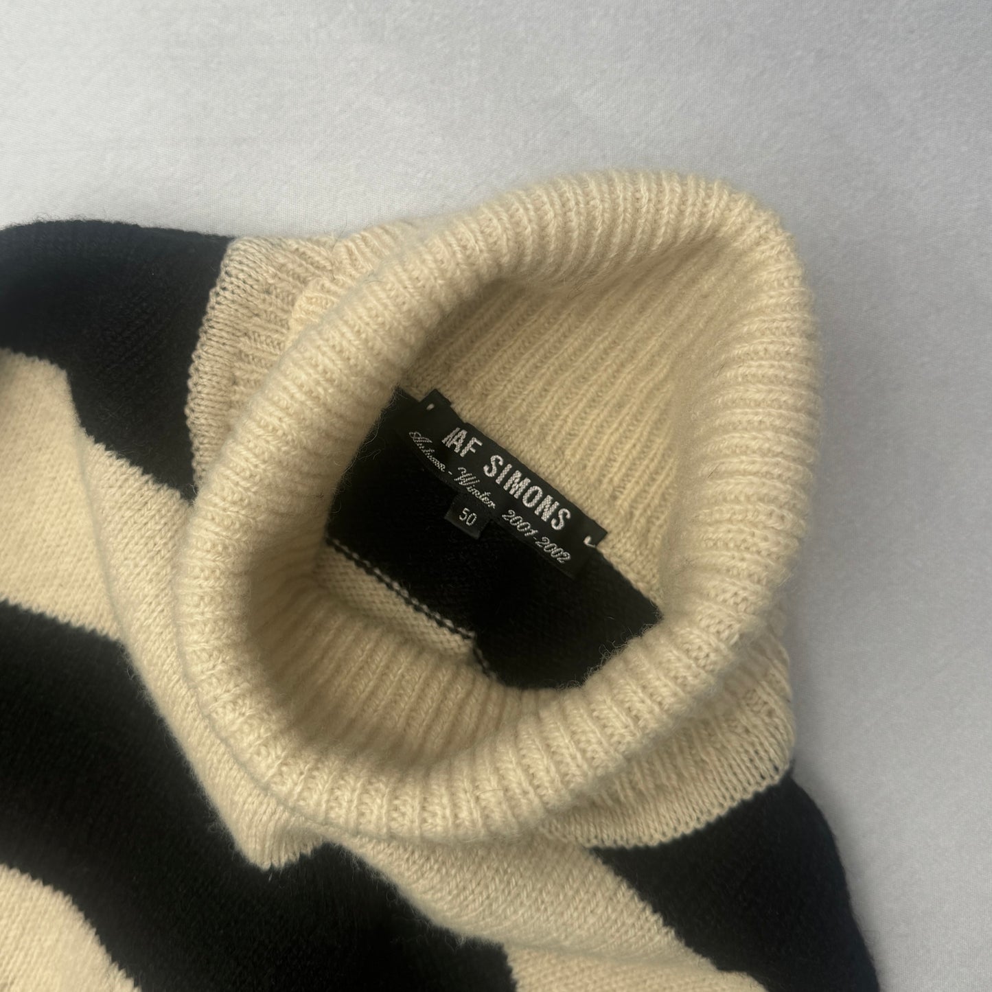 FW01 “Riot! Riot! Riot!” Striped Wool Turtleneck Sweater (50)