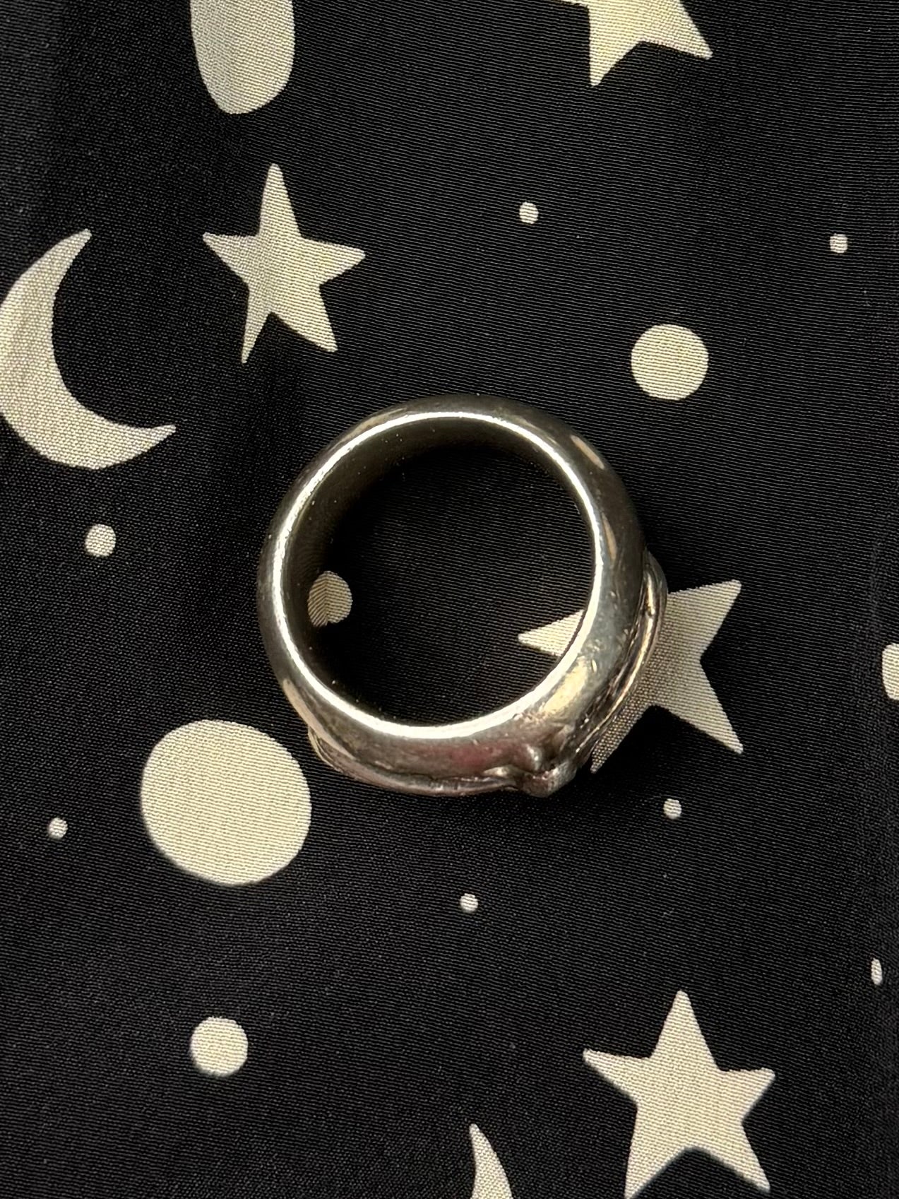 Silver Oval Cross Ring