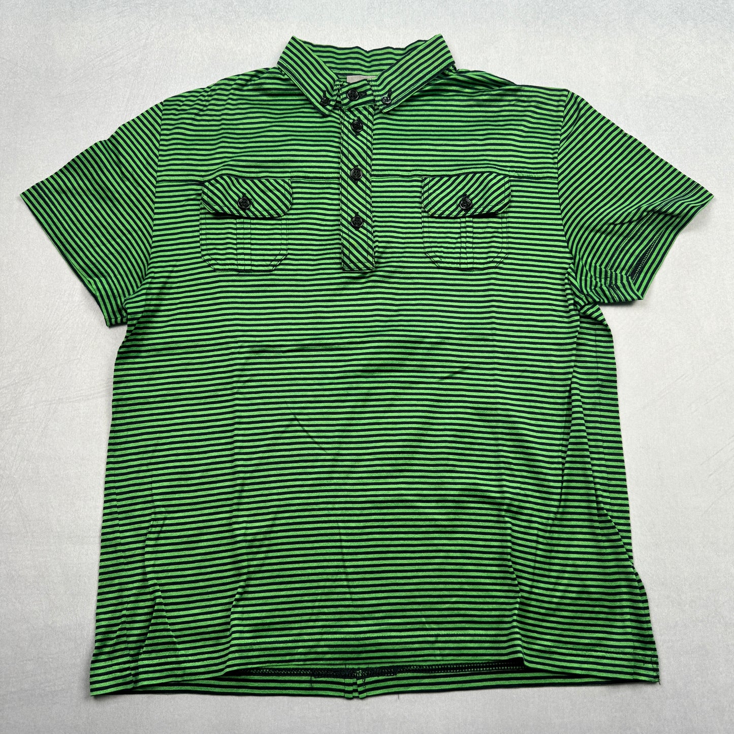 SS06 Green Striped Polo Shirt