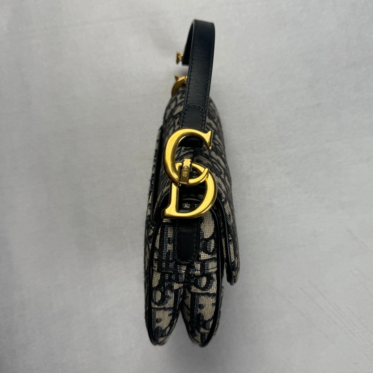 Dior Mini Saddle Bag w/ Woven Shoulder Strap