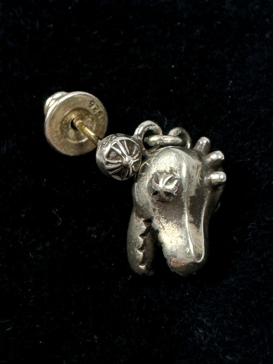 Silver Godzilla Dino Head Drop Earring