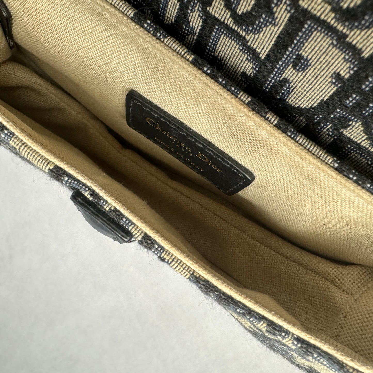 Dior Mini Saddle Bag w/ Woven Shoulder Strap