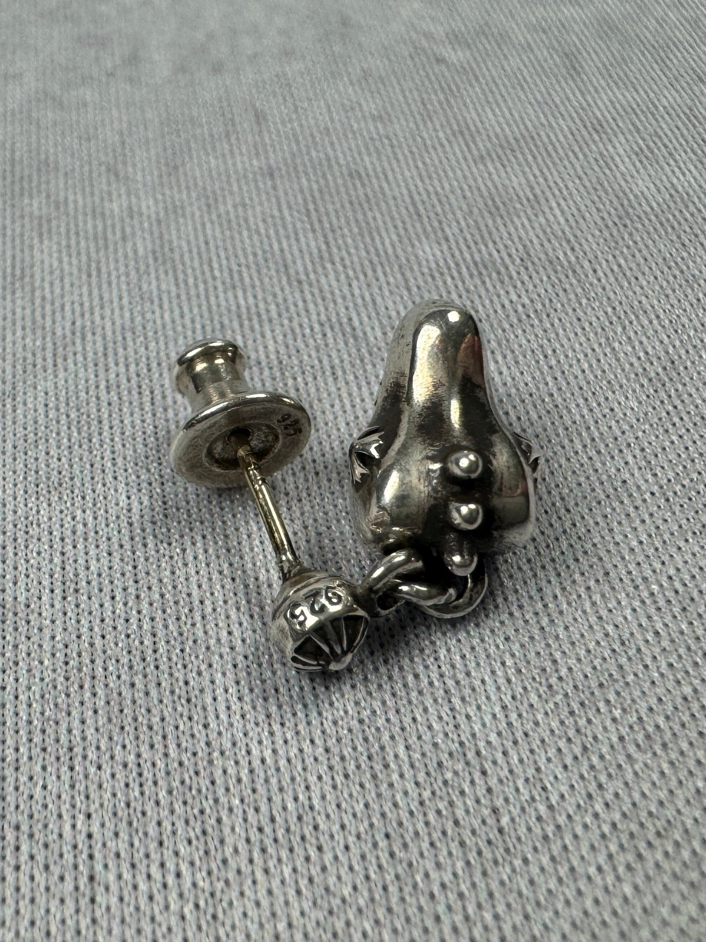 Silver Godzilla Dino Head Drop Earring