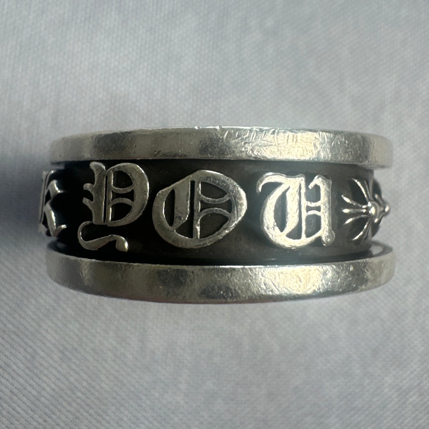 Sterling Silver F YOU Plus Cross Spinner Ring