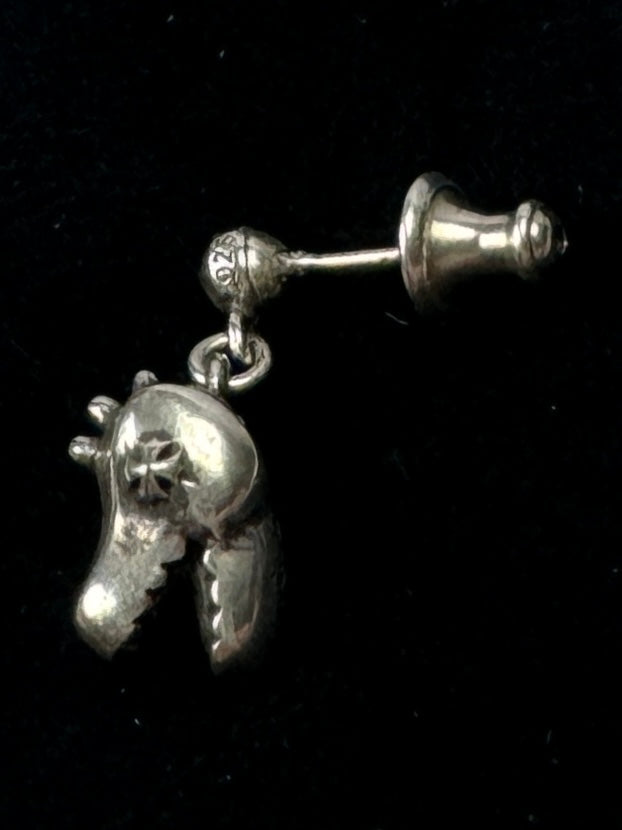 Silver Godzilla Dino Head Drop Earring