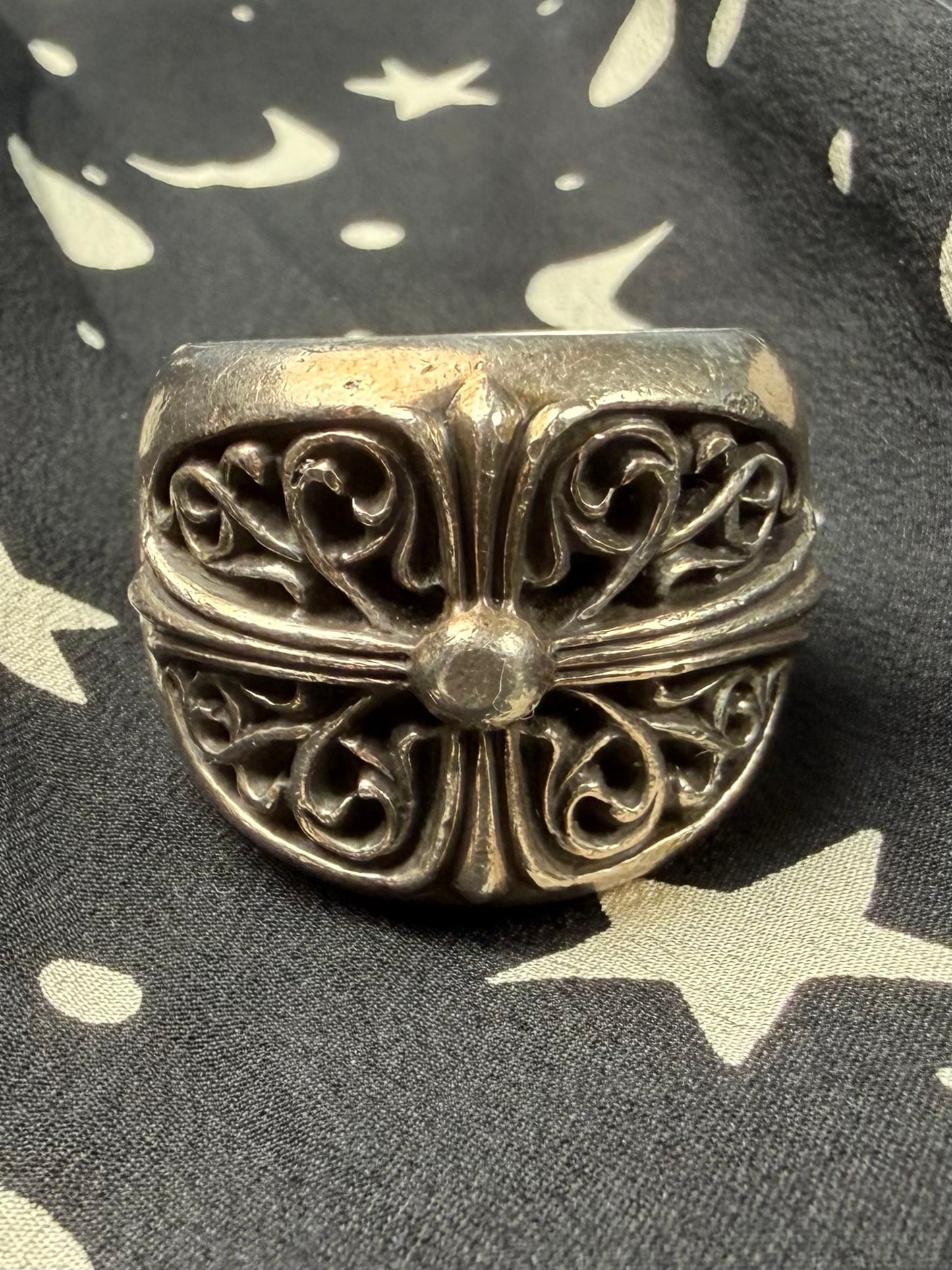 Silver Oval Cross Ring