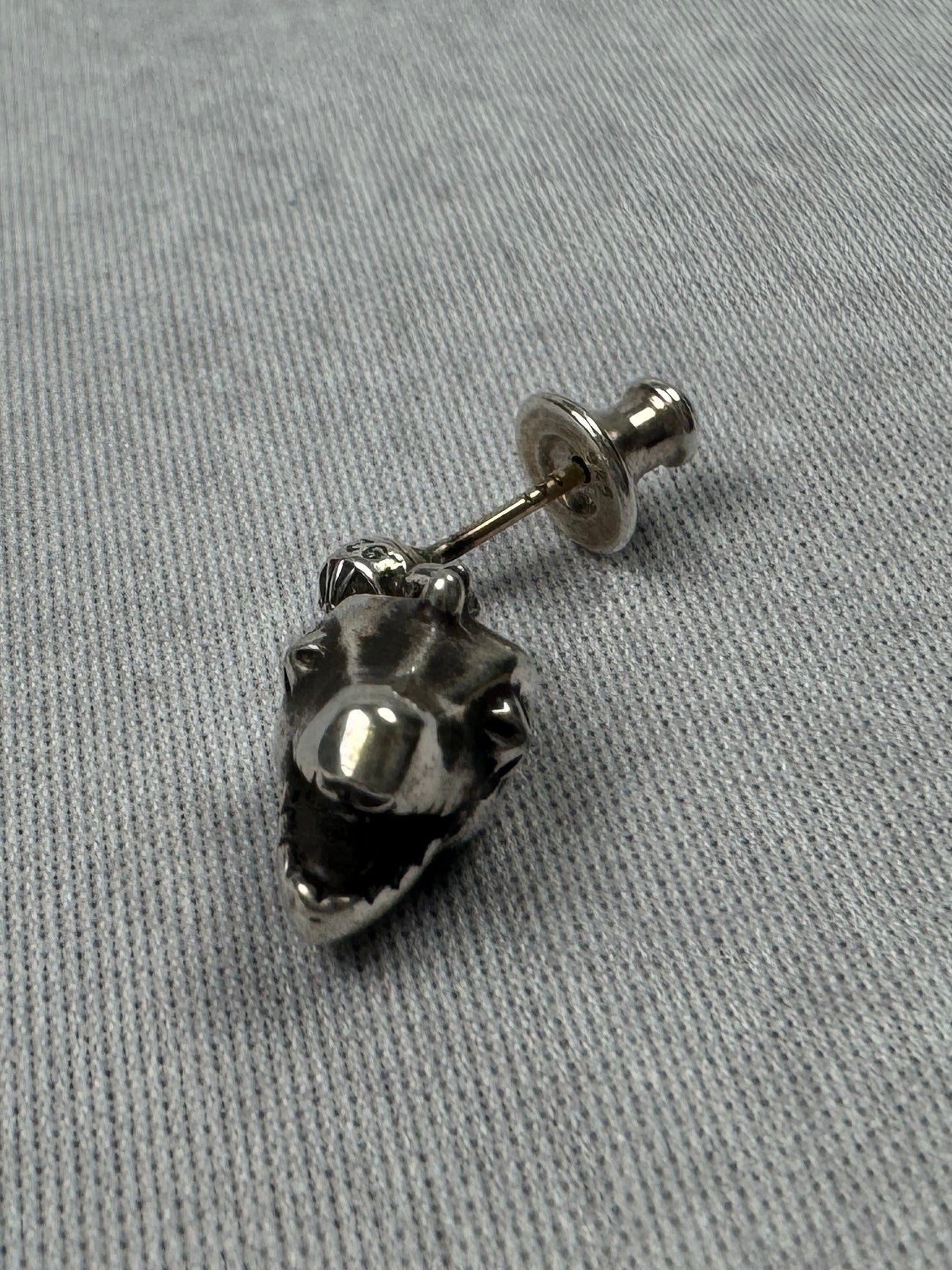 Silver Godzilla Dino Head Drop Earring