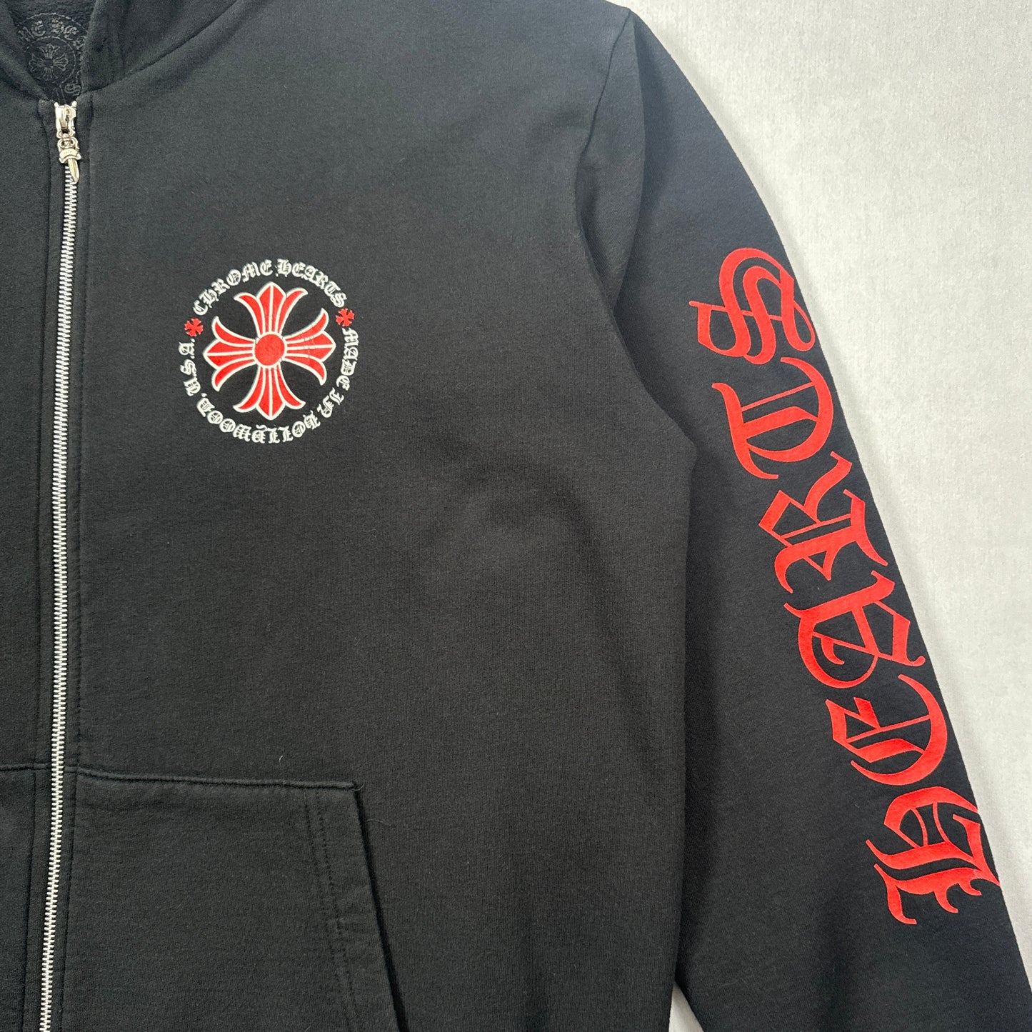 Made in Hollywood Red Plus Cross Zip-Up Hoodie