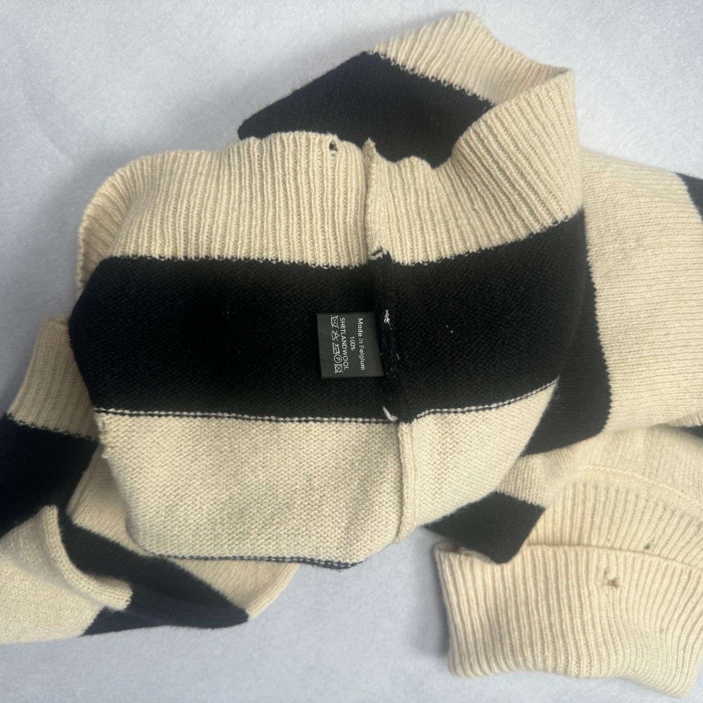 FW01 “Riot! Riot! Riot!” Striped Wool Turtleneck Sweater (50)