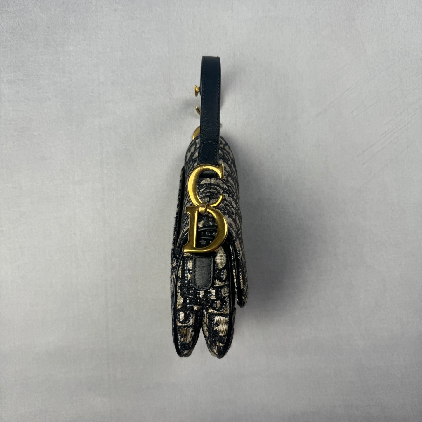 Dior Mini Saddle Bag w/ Woven Shoulder Strap