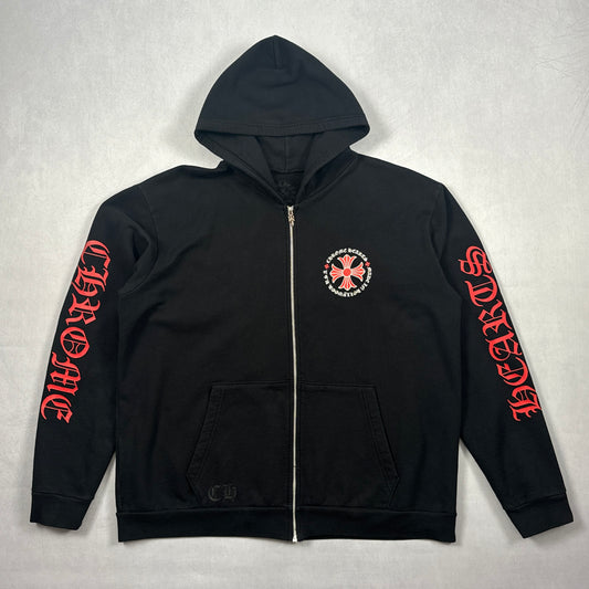 Made in Hollywood Red Plus Cross Zip-Up Hoodie